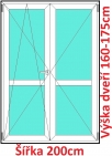 Dvoukřídlé balkonové dveře s příčkou OS+O SOFT 200x160-175cm
